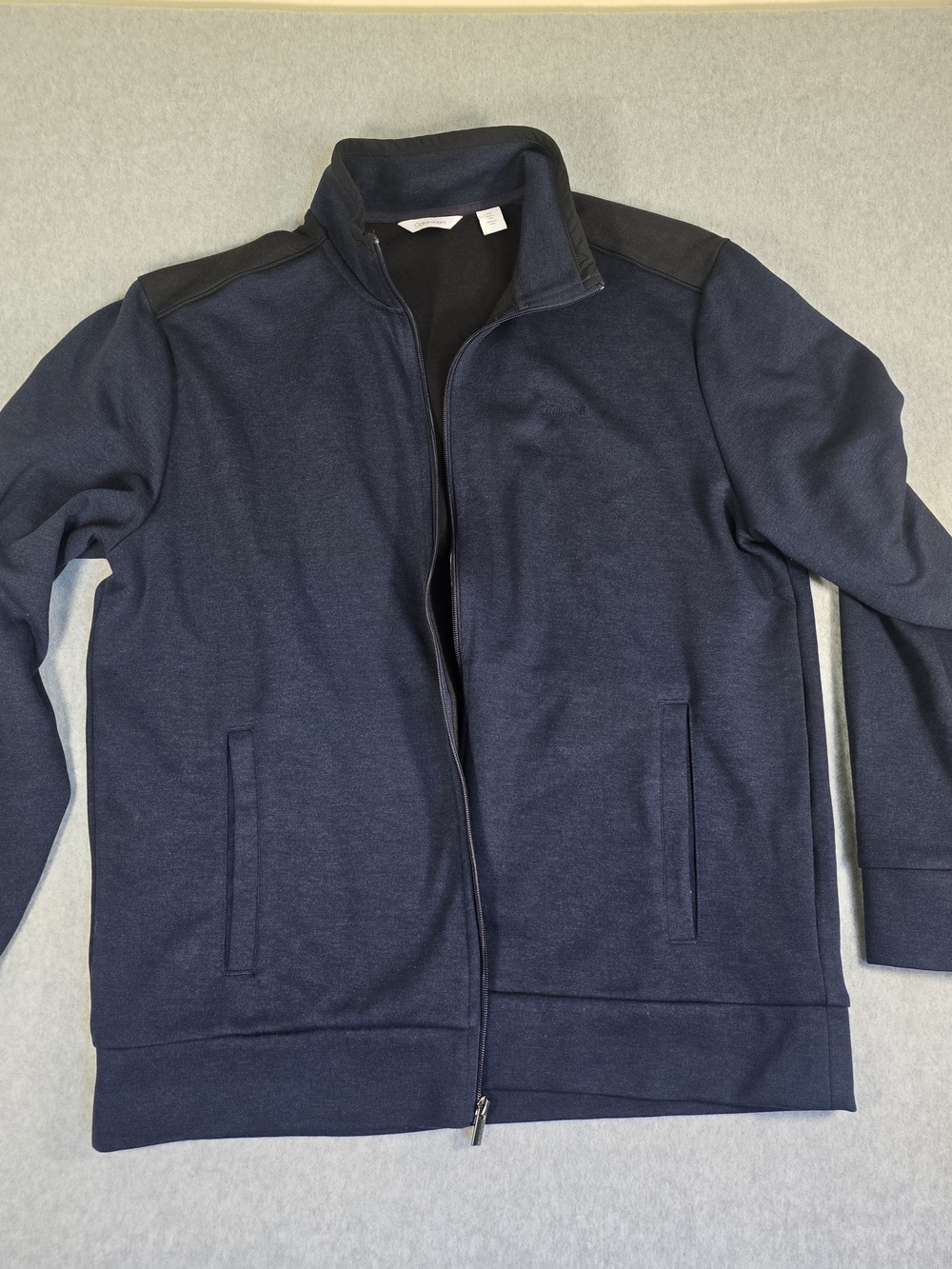 Calvin Klein Men’s Large Navy Blue Full Zip Track Jacket Embroidered Logo